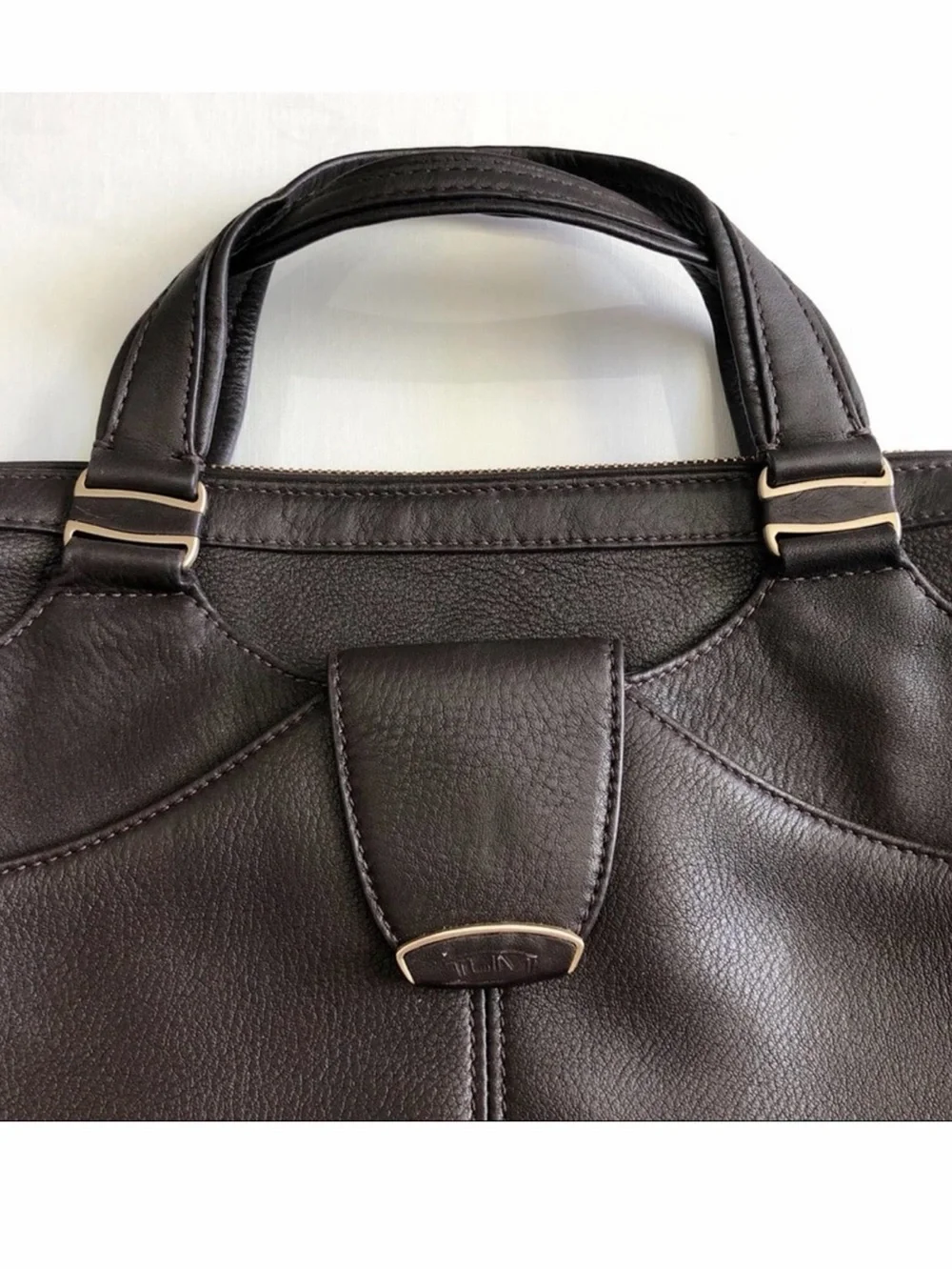 TUMI Brown Leather Briefcase Messenger Shoulder Bag